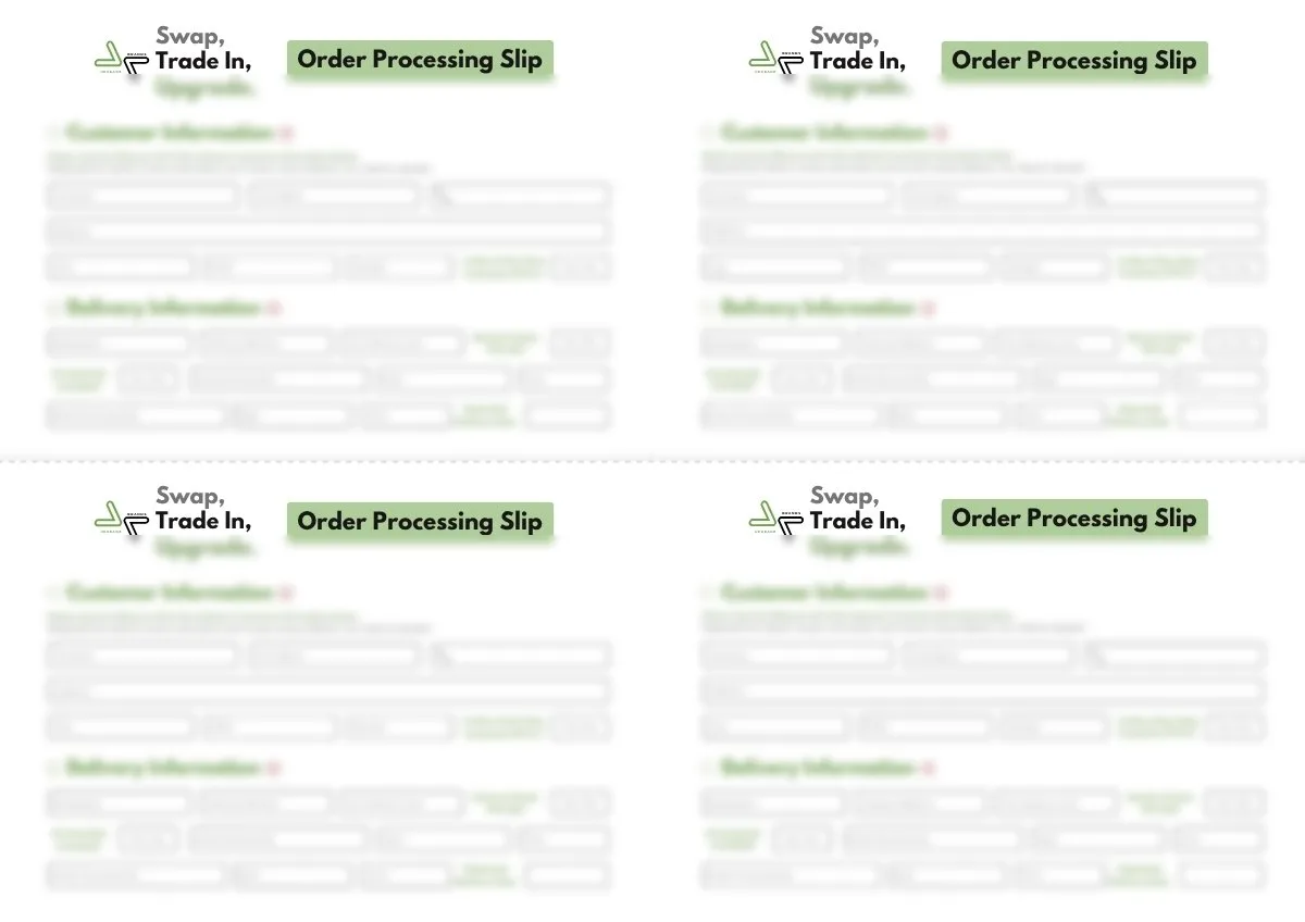 Upgrade order processing slip
