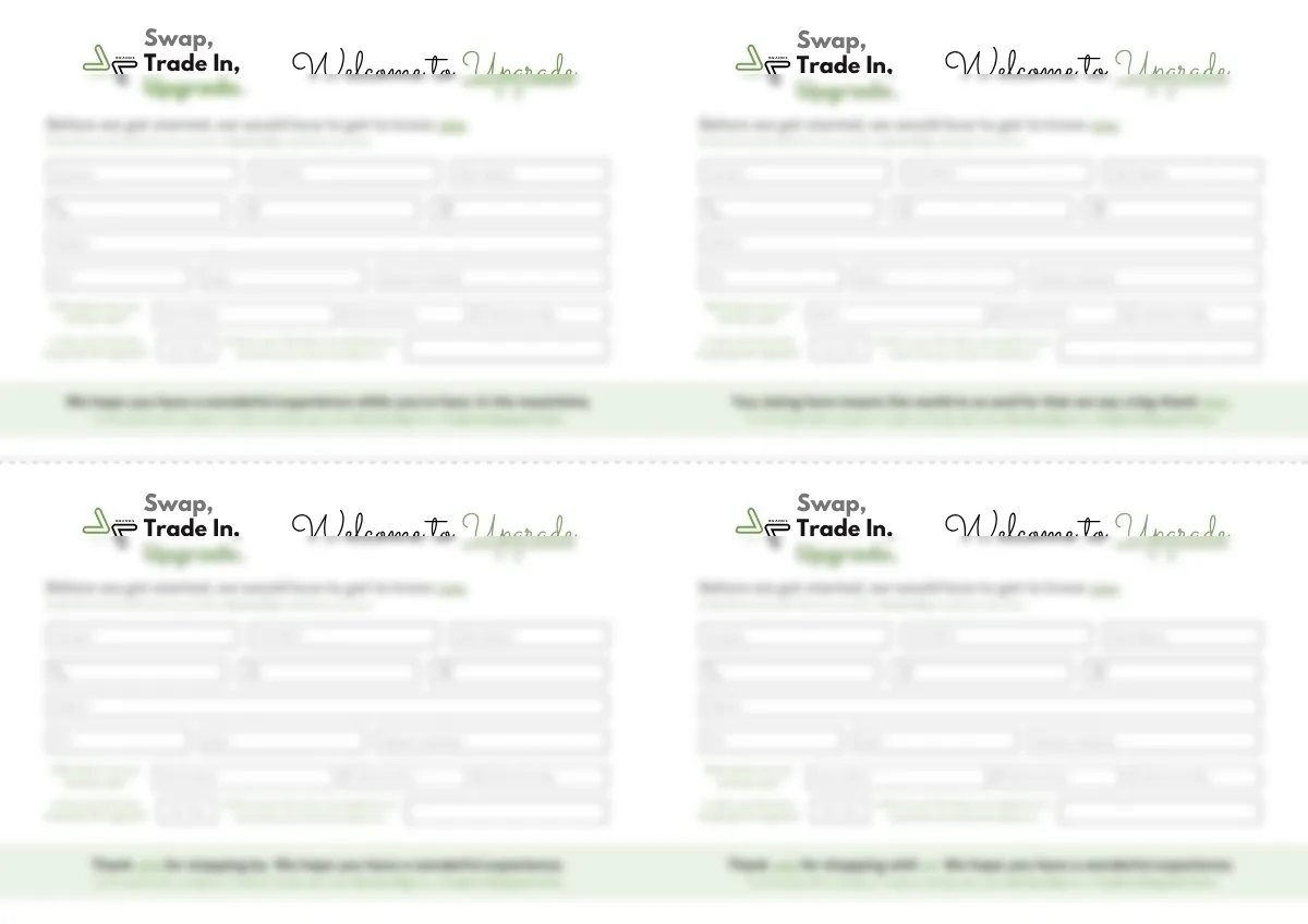 Upgrade welcome slip