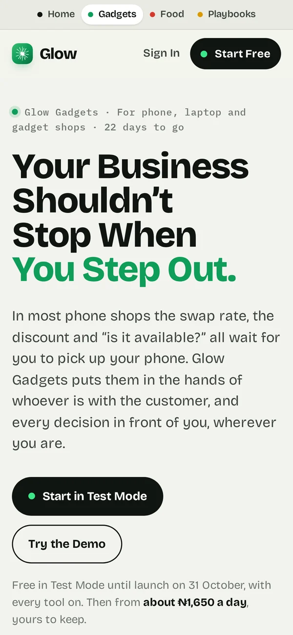 Glow Gadgets on an iPhone