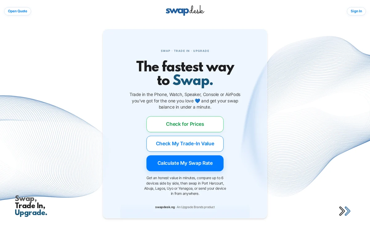 swapdesk.ng on a laptop